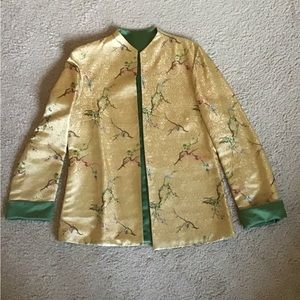 Yellow/green satin reversible blazer